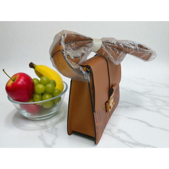 MCM Tracy Shoulder Bag in Cubic Logo Leather Cognac - NWT - Picture 13 of 16